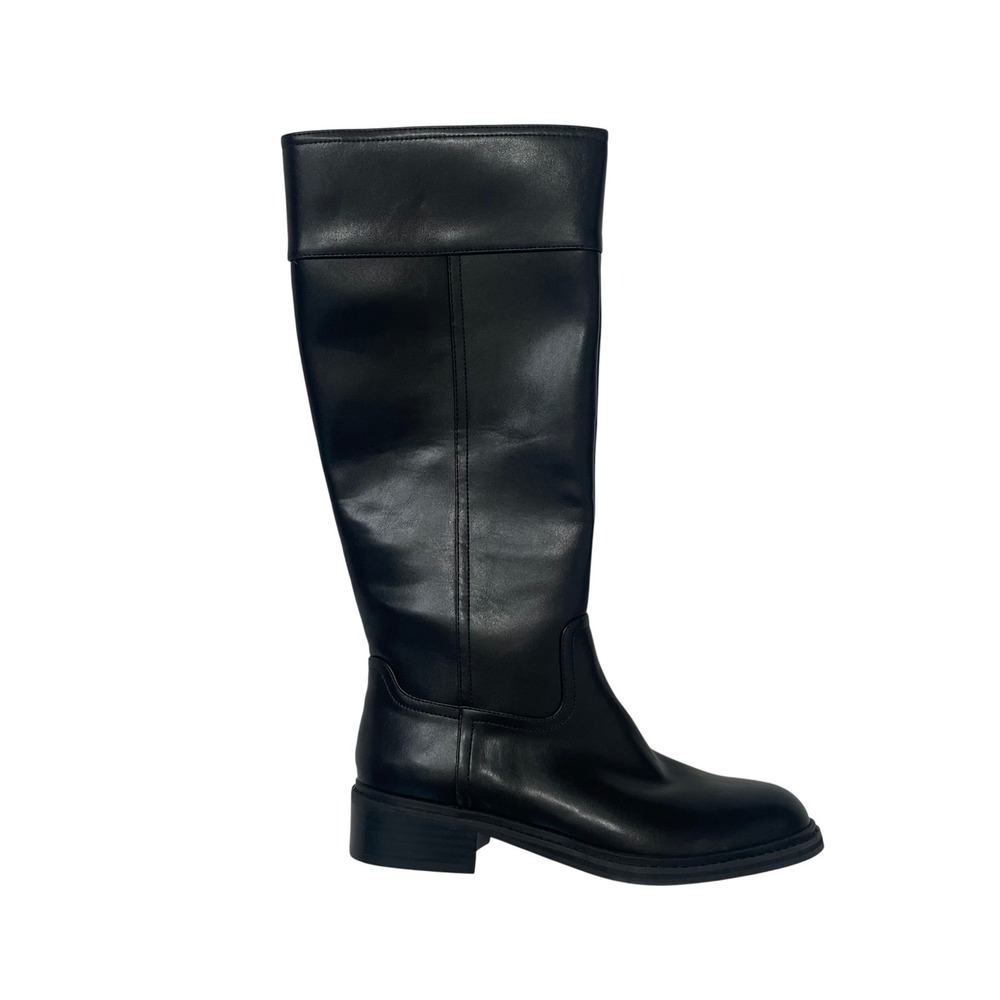 NEW J‎ Crew Tall Riding Boots Black Women Sz 8 Side Zip Equestrian CL396 Preppy